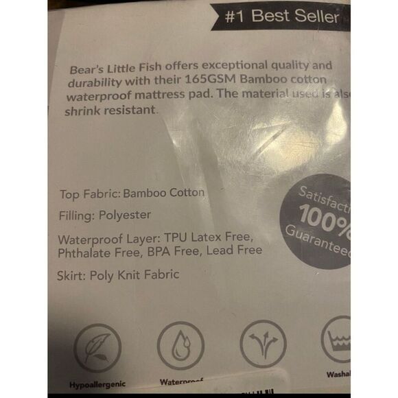 Bamboo cotton waterproof mini basinet pad protector NEW 25 x 16 - Picture 2 of 5